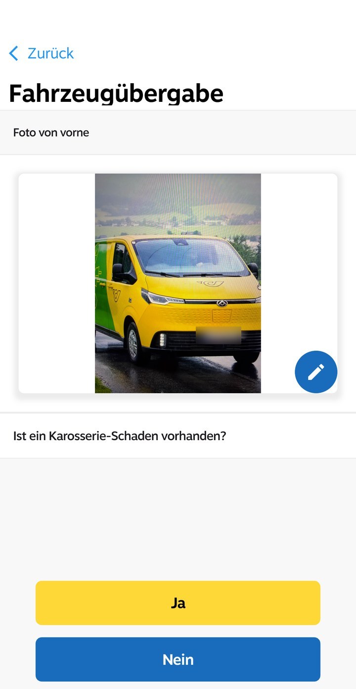 Fahrzeugübergabe mit Foto in der WUMS App