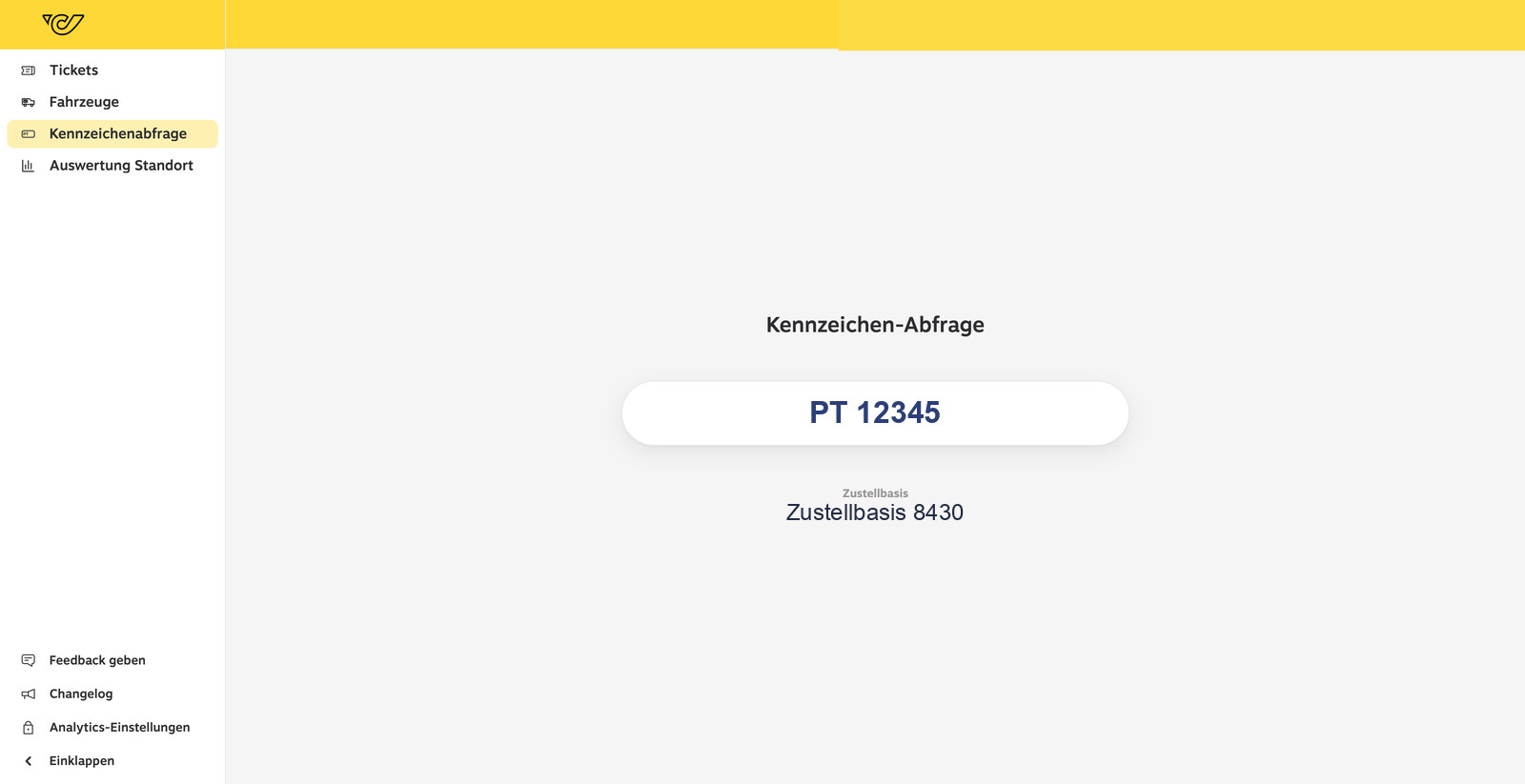 Kennzeichenabfrage im WUMS Portal
